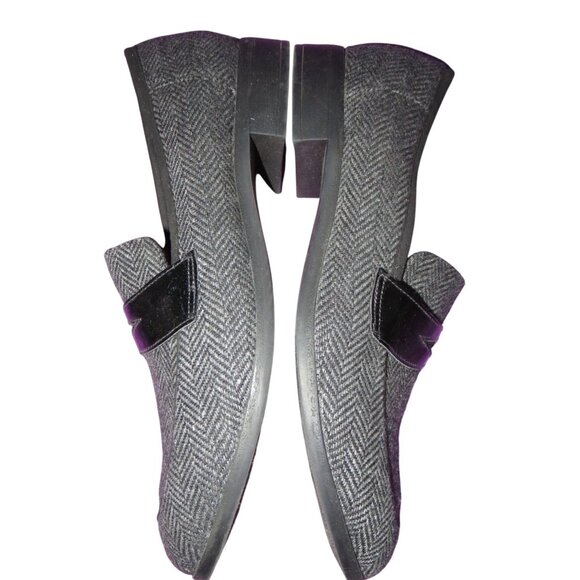 Clarks Trish Rose Grey Herringbone full grain leather chevron patterned Loafer - Picture 4 of 8